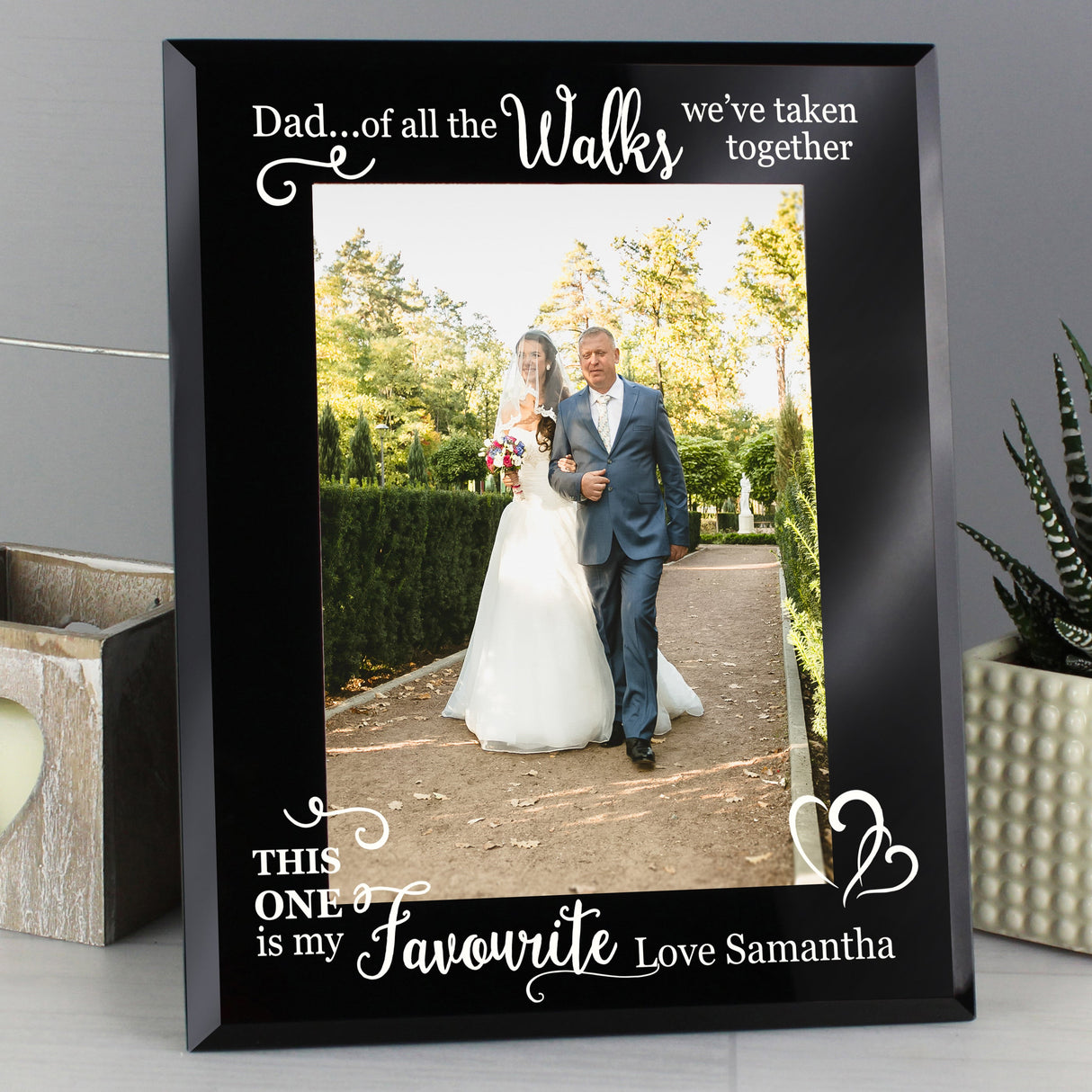 Personalised Father of the Bride Black Glass Photo Frame: 3 - Photo Frames By Gift Moments
