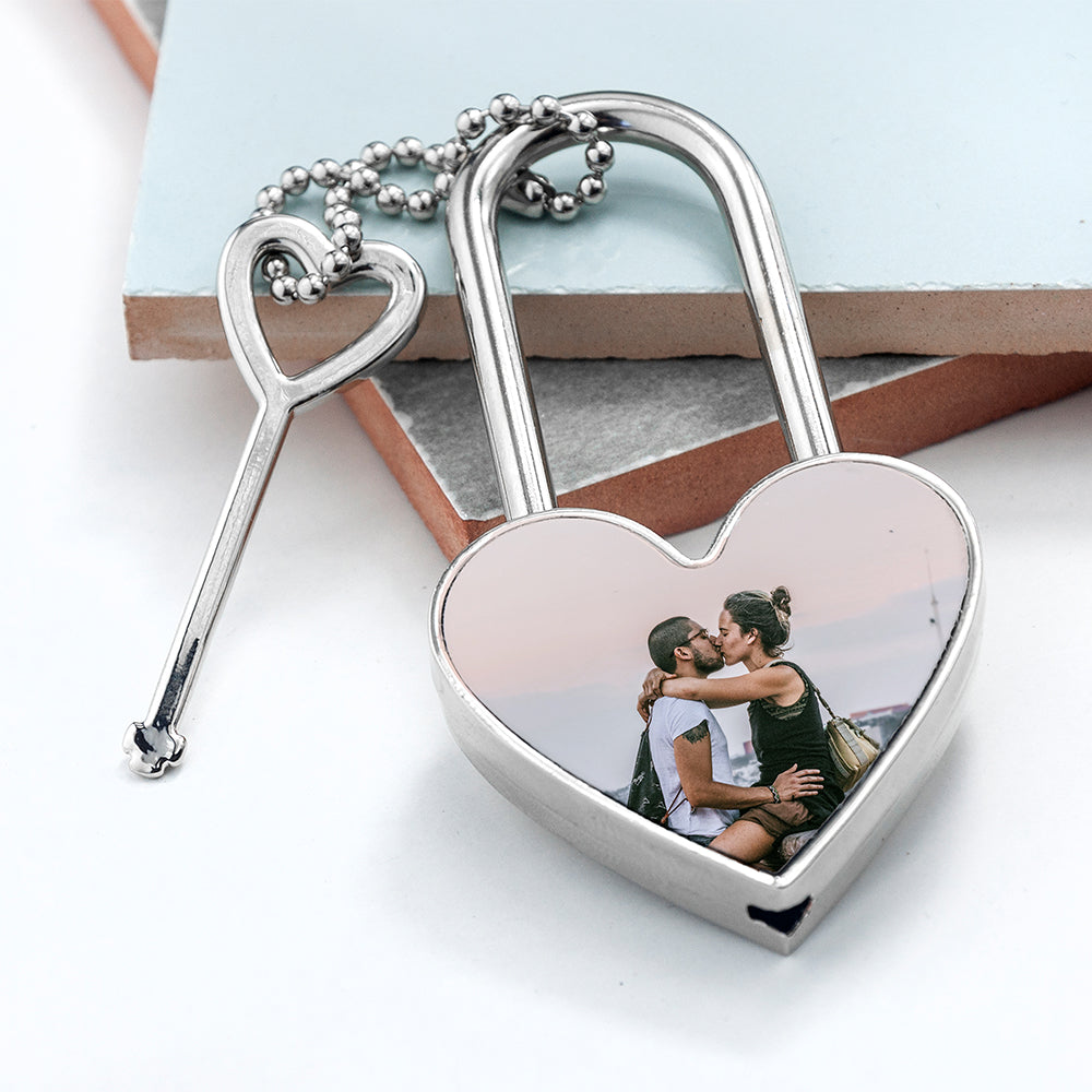 Personalised Favourite Memory Heart Padlock: 2 - Keyrings By Gift Moments