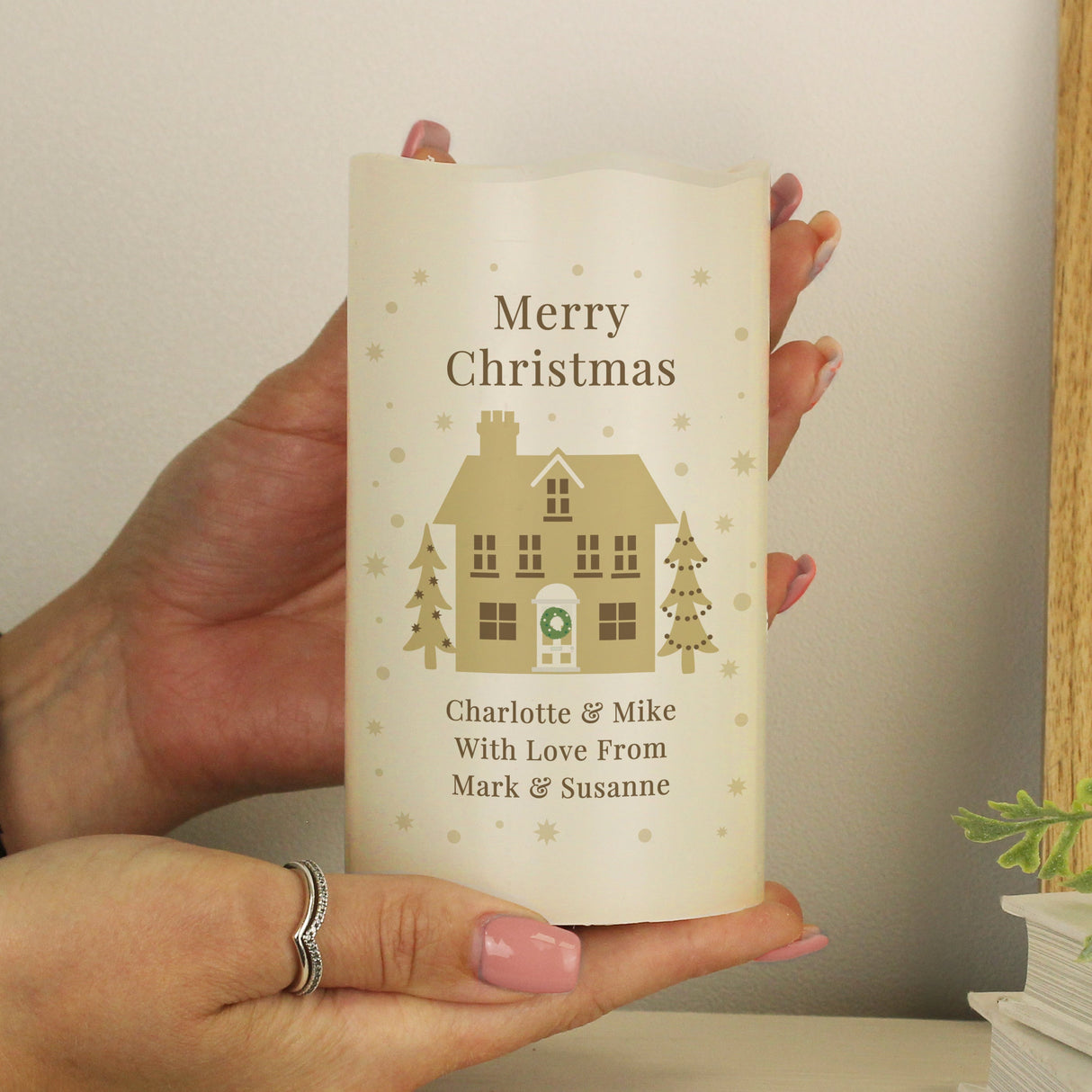 Personalised Festive Village LED Candle: 1 - LED Lighting By Gift Moments
