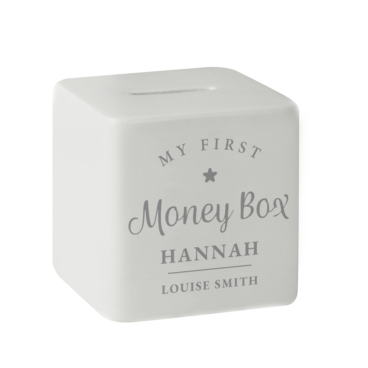 Personalised My First Ceramic Square Money Box: 5 - Money Boxes By Gift Moments