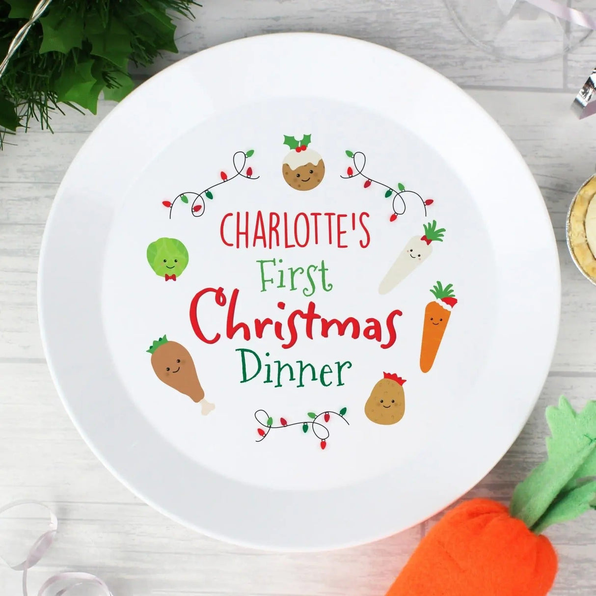 Personalised ’First Christmas Dinner’ Plastic Plate: 2 - Tableware By Gift Moments