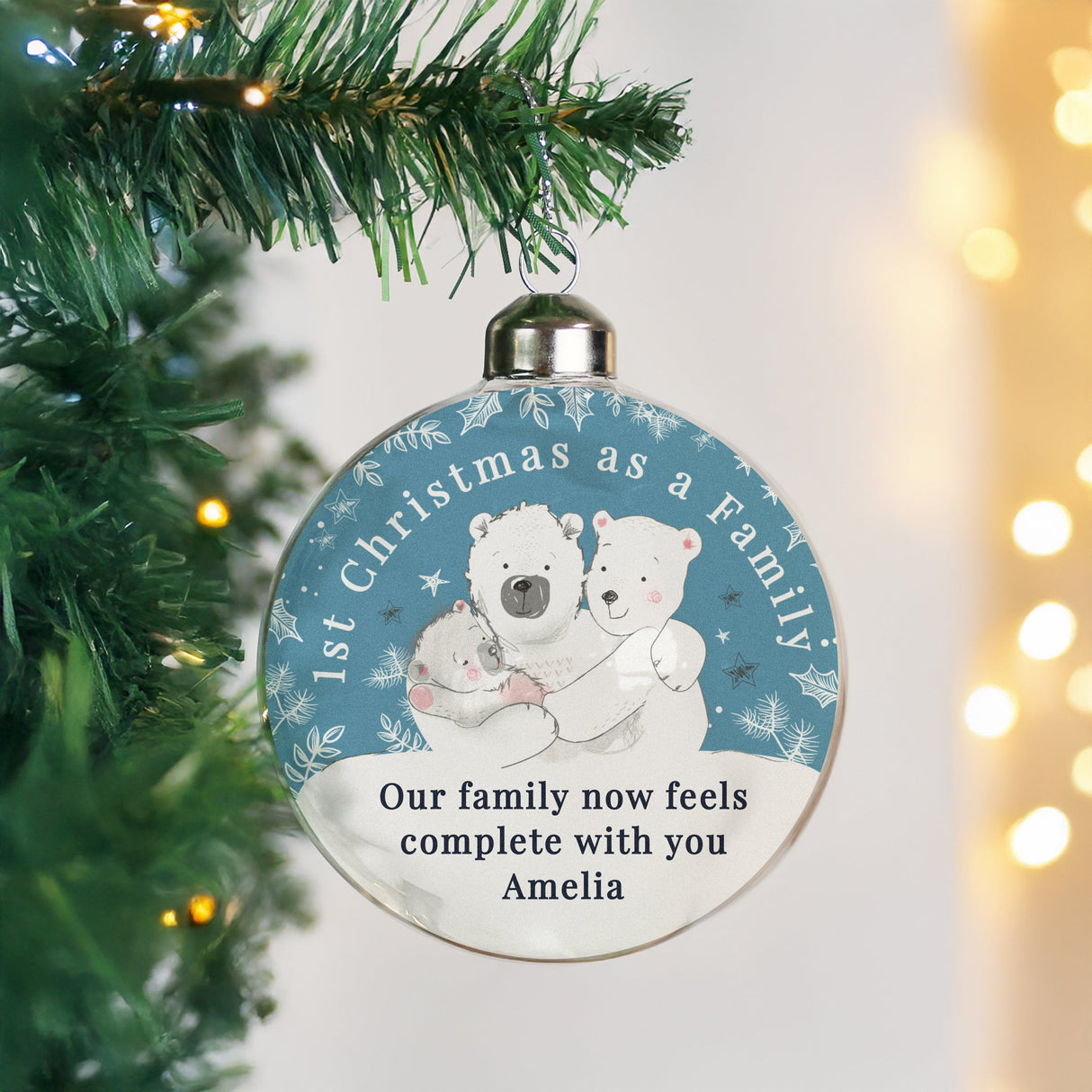 Personalised First Christmas as a Family Glass Bauble - Shop Christmas Baubles At Gift Moments - 1