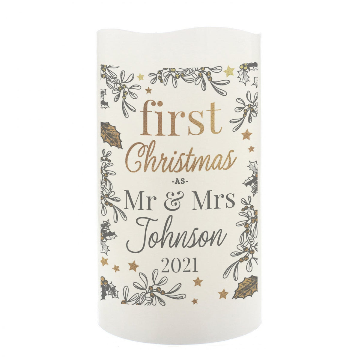 Personalised First Christmas LED Candle: 4 - LED Lighting By Gift Moments