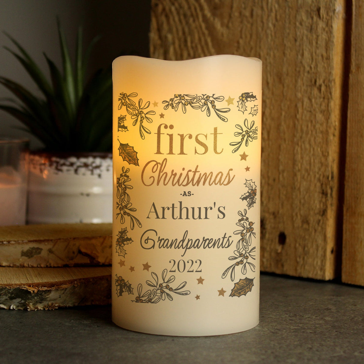 Personalised First Christmas LED Candle: 1 - LED Lighting By Gift Moments