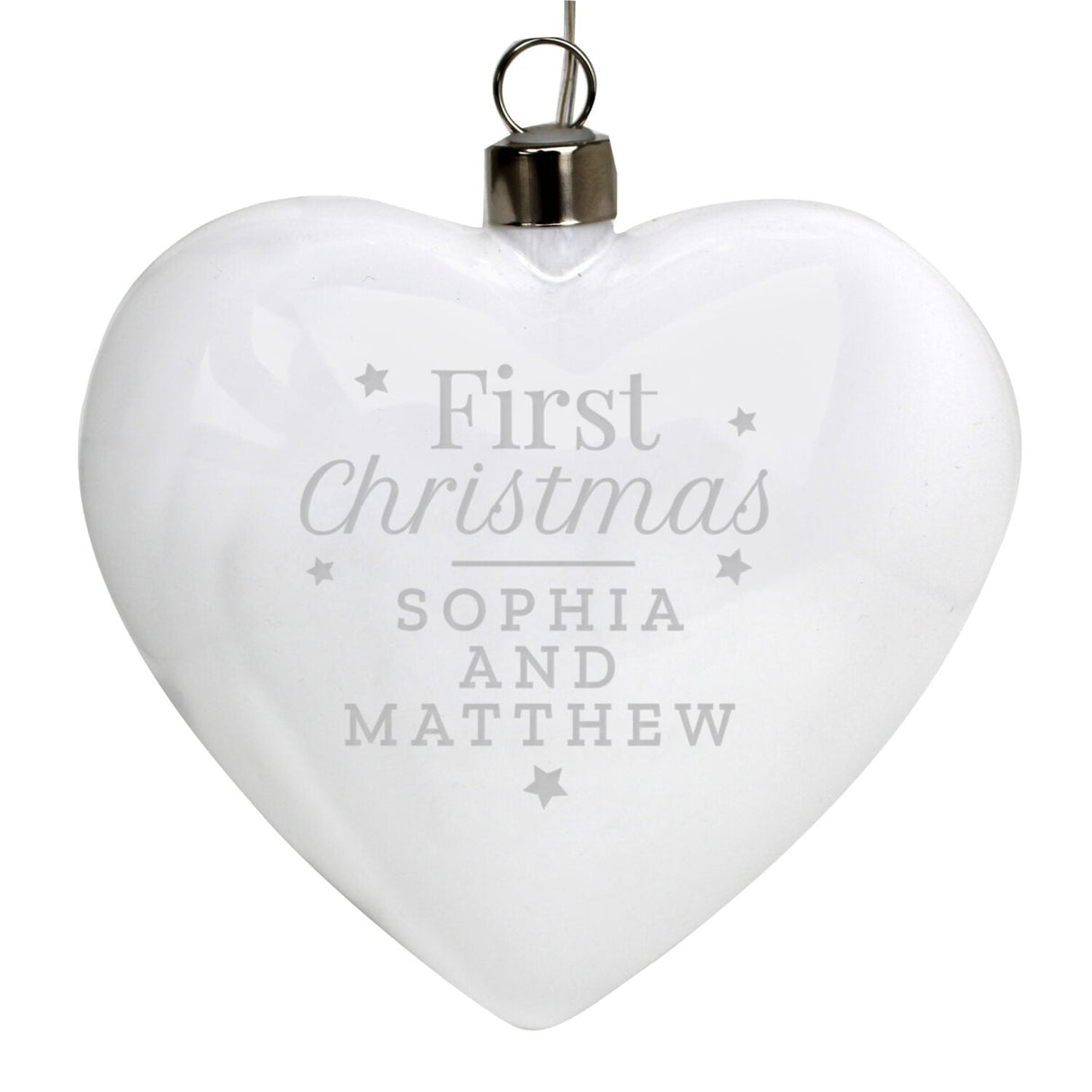 Personalised First Christmas LED Hanging Glass Heart: 4 - LED Lighting By Gift Moments
