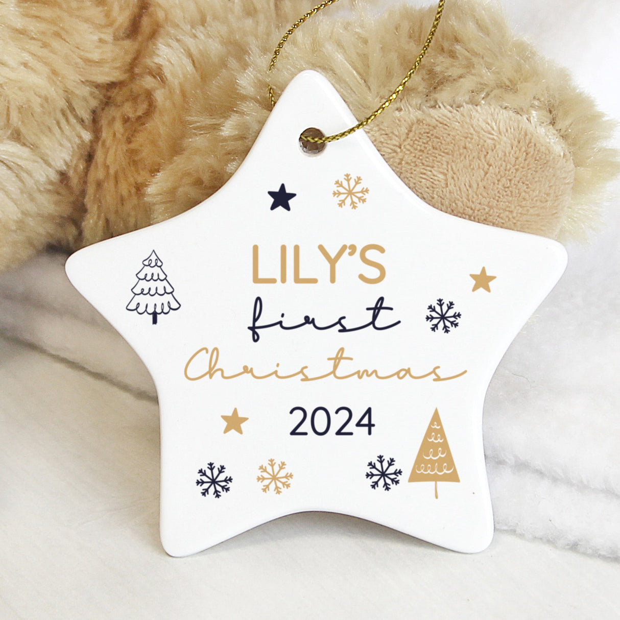 Personalised First Christmas Star Tree Decoration - Shop Christmas Decorations At Gift Moments - 3