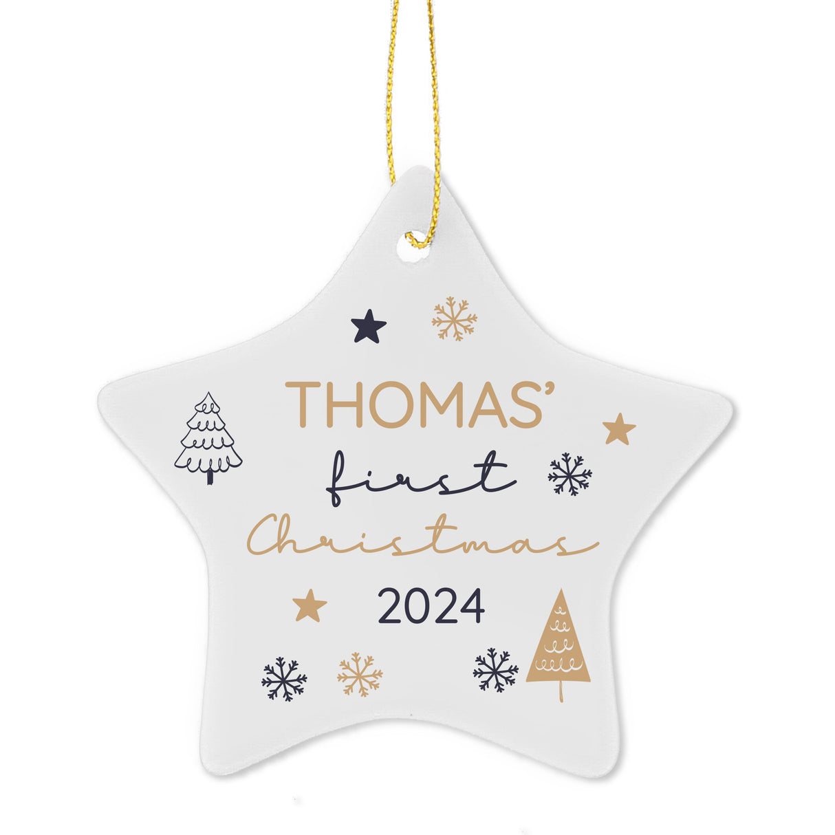 Personalised First Christmas Star Tree Decoration - Shop Christmas Decorations At Gift Moments - 5