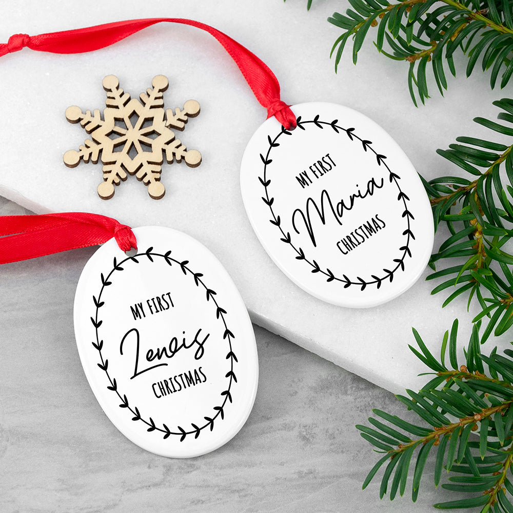 Personalised First Christmas Wreath Decoration - Shop Christmas Decorations At Gift Moments - 1