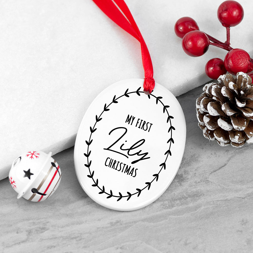 Personalised First Christmas Wreath Decoration - Shop Christmas Decorations At Gift Moments - 5