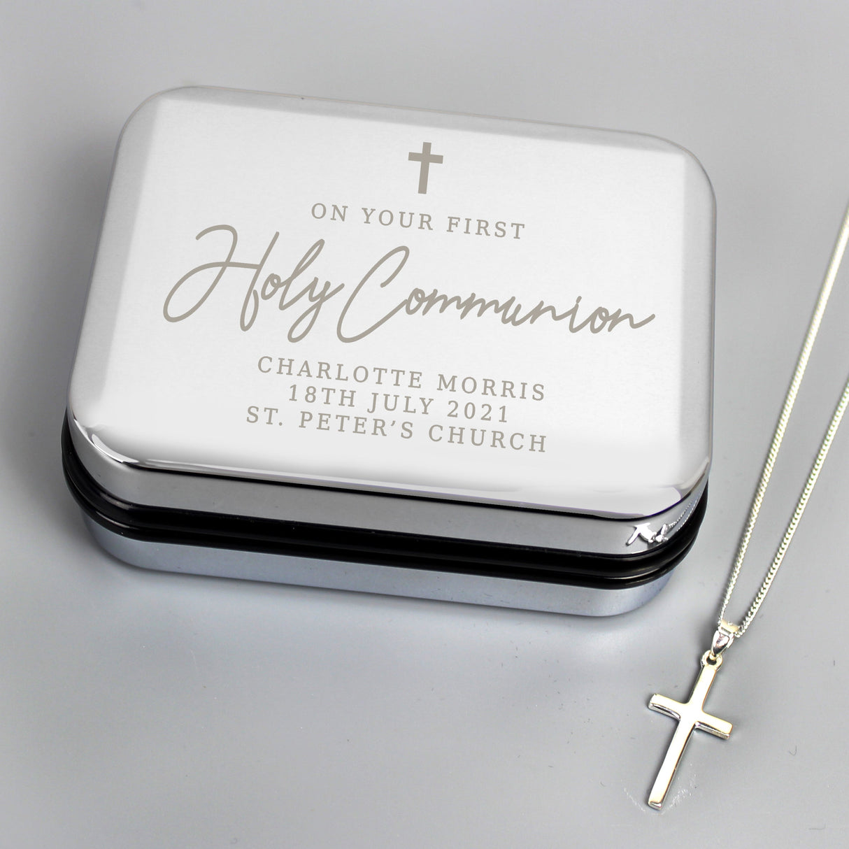Personalised First Holy Communion Box & Cross Necklace Set - Shop Necklaces At Gift Moments - 1