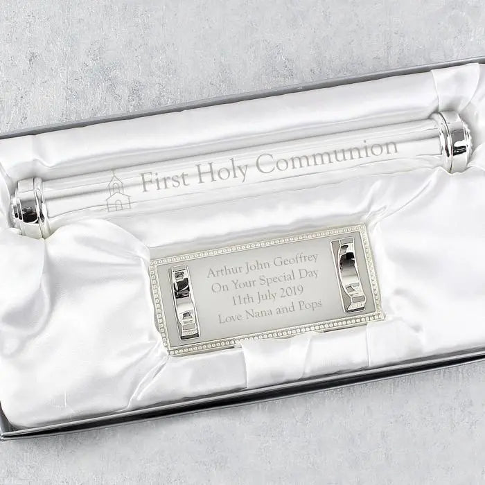 Personalised First Holy Communion Silver Plated Certificate Holder: 1 - Certificate Holders By Gift Moments