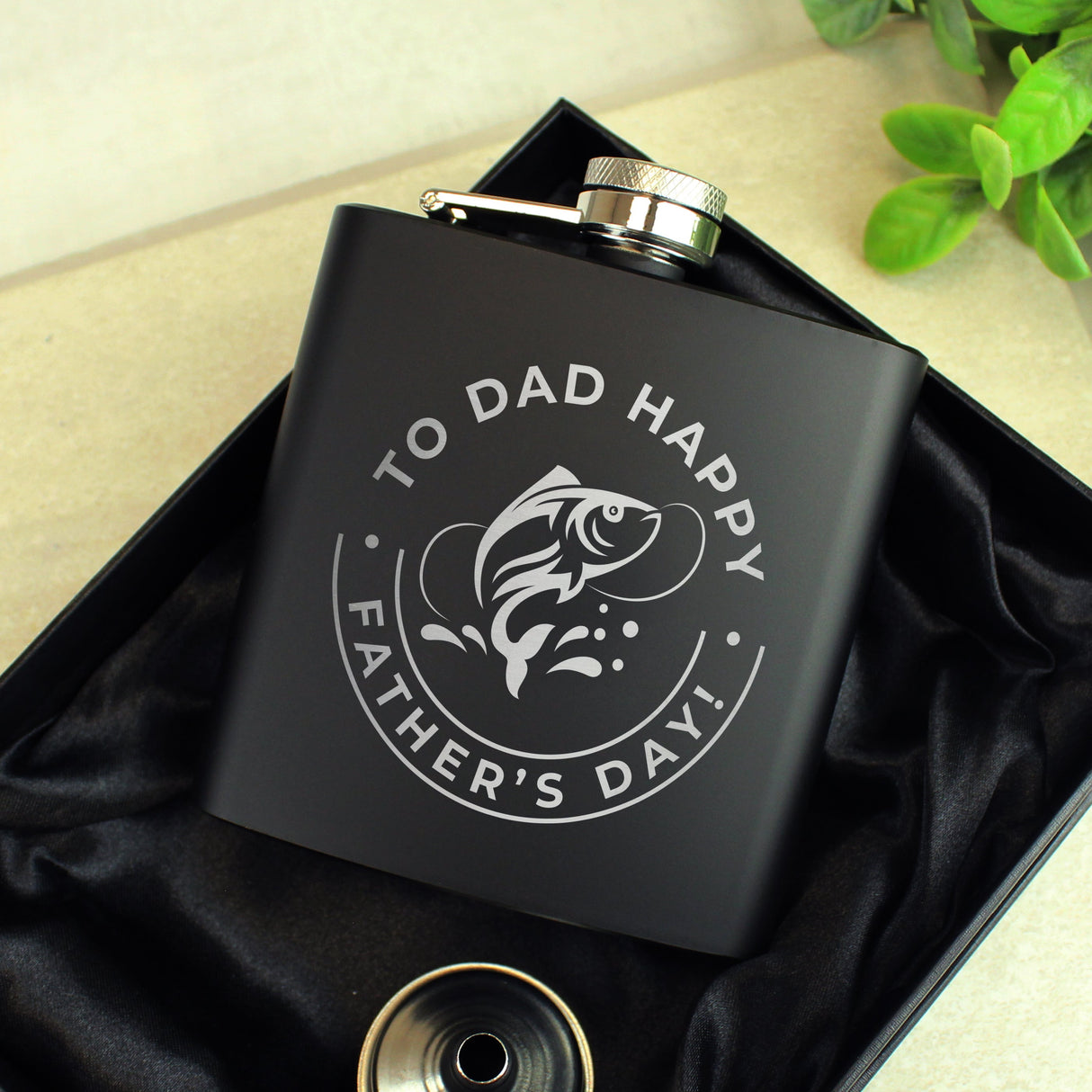 Personalised Fishing Black Hip Flask: 3 - Hip Flasks By Gift Moments