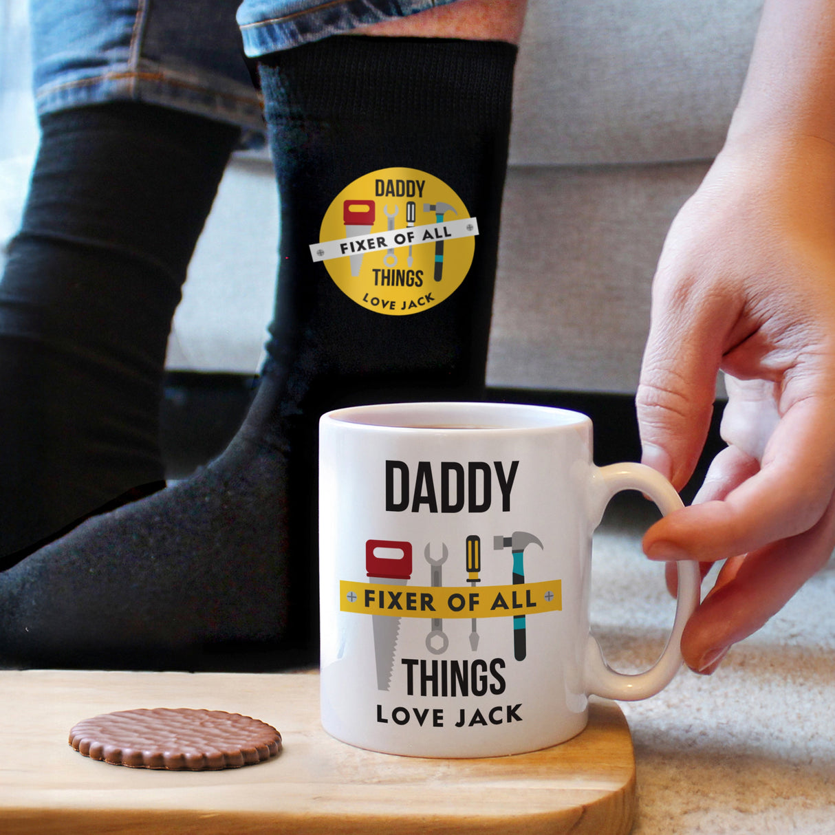 Personalised Fixer of All Things Mug & Socks Set: 3 - Mugs By Gift Moments