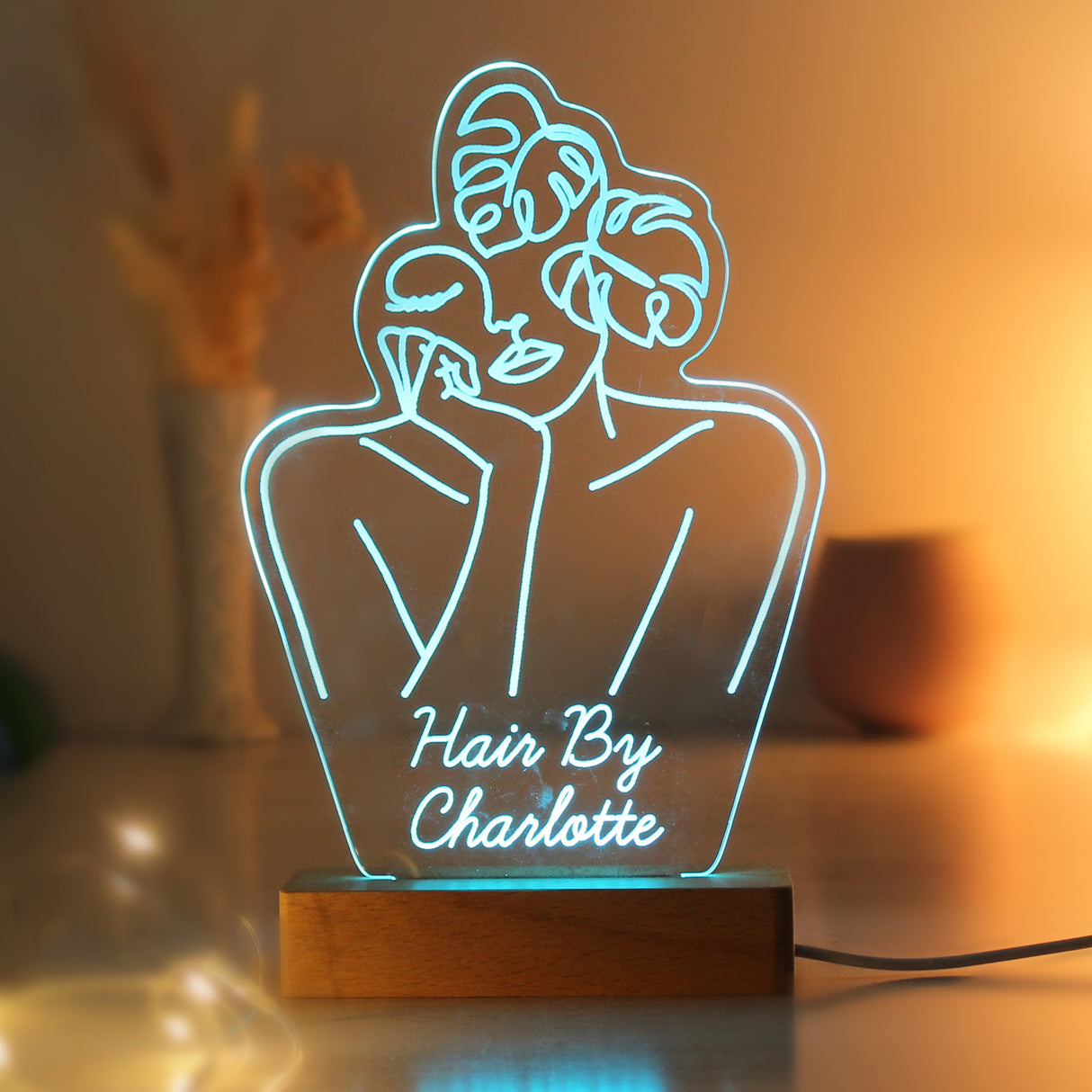 Personalised Fleur Line Art Wooden Based LED Light: 9 - LED Lighting By Gift Moments