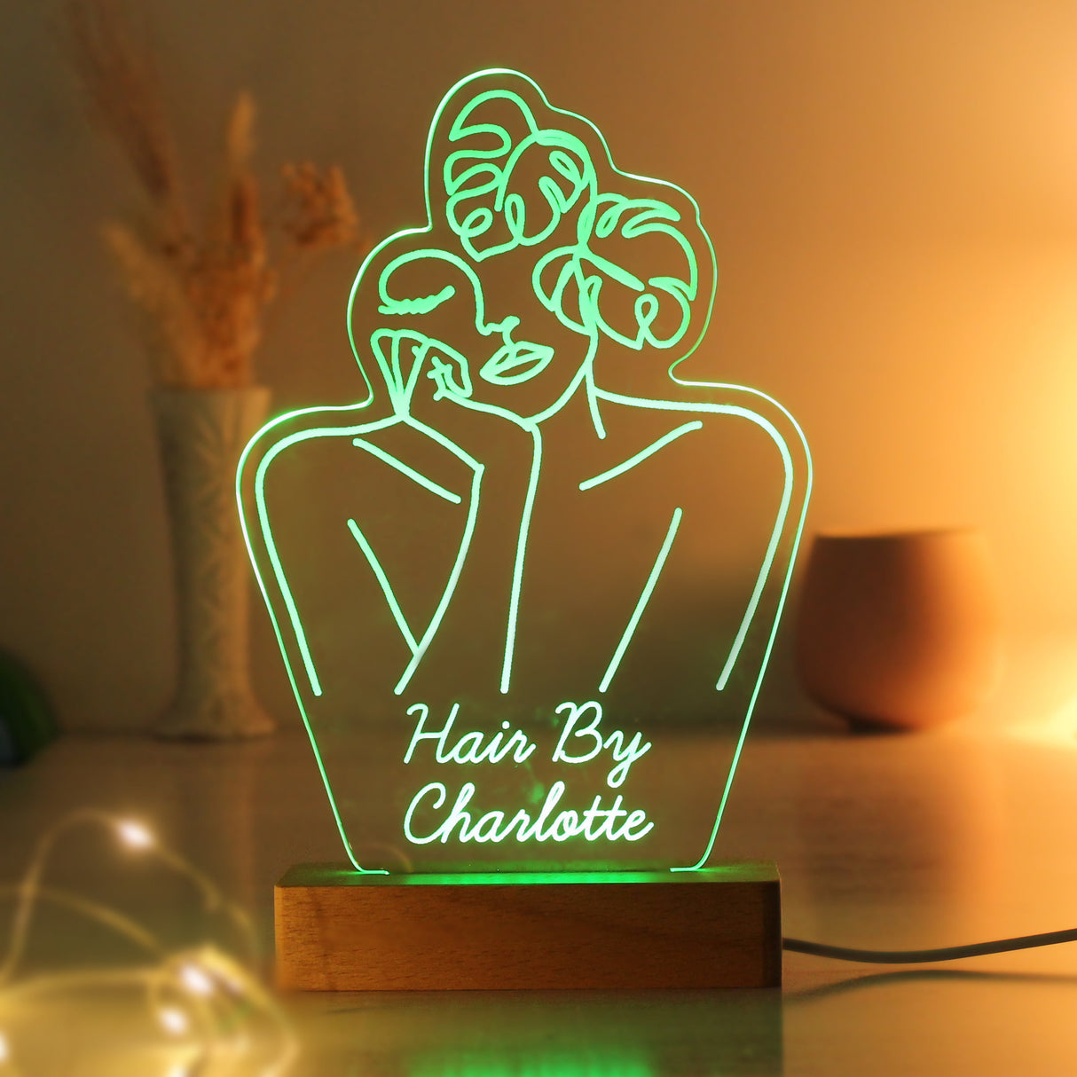 Personalised Fleur Line Art Wooden Based LED Light: 8 - LED Lighting By Gift Moments