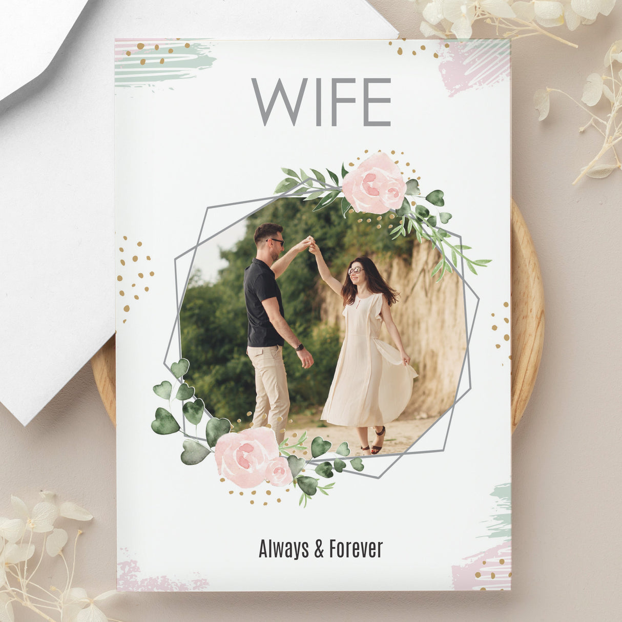 Personalised Floral Abstract Photo Upload Card: 4 - Greeting Cards By Gift Moments