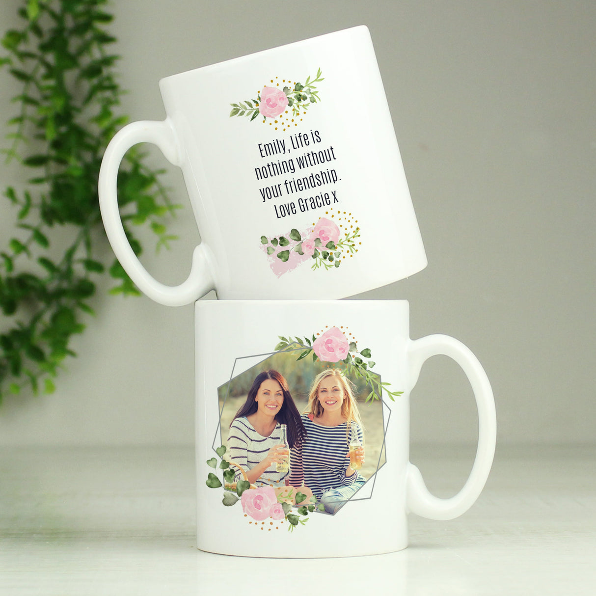 Personalised Floral Abstract Photo Upload Mug: 2 - Mugs By Gift Moments