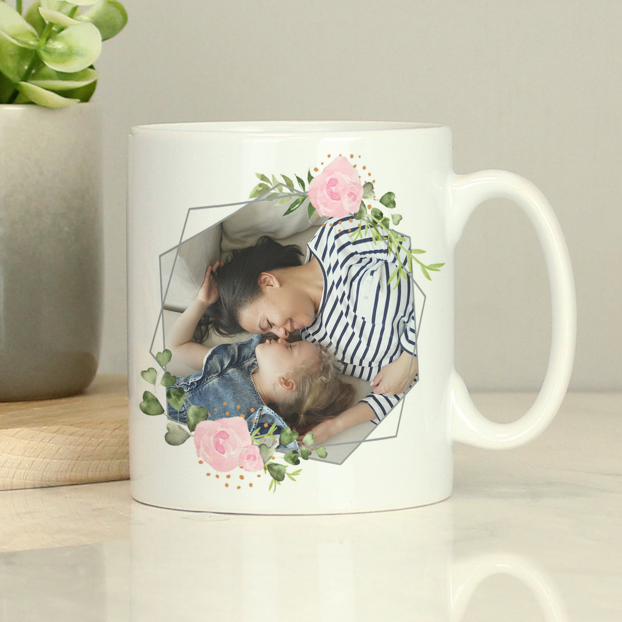 Personalised Floral Abstract Photo Upload Mug: 1 - Mugs By Gift Moments