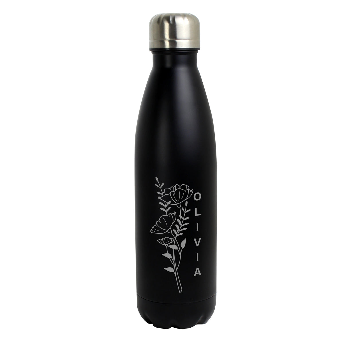 Personalised Floral Black Metal Insulated Drinks Bottle - Shop Water Bottles At Gift Moments - 5