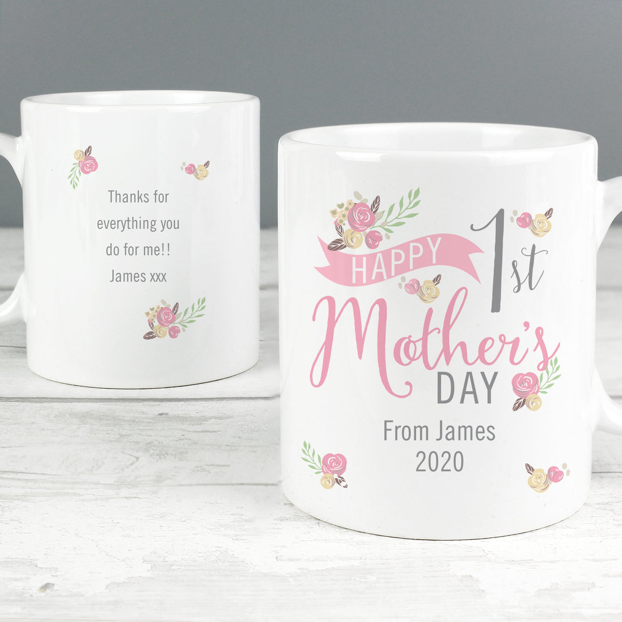 Personalised Floral Bouquet 1st Mothers Day Mug: 3 - Mugs By Gift Moments