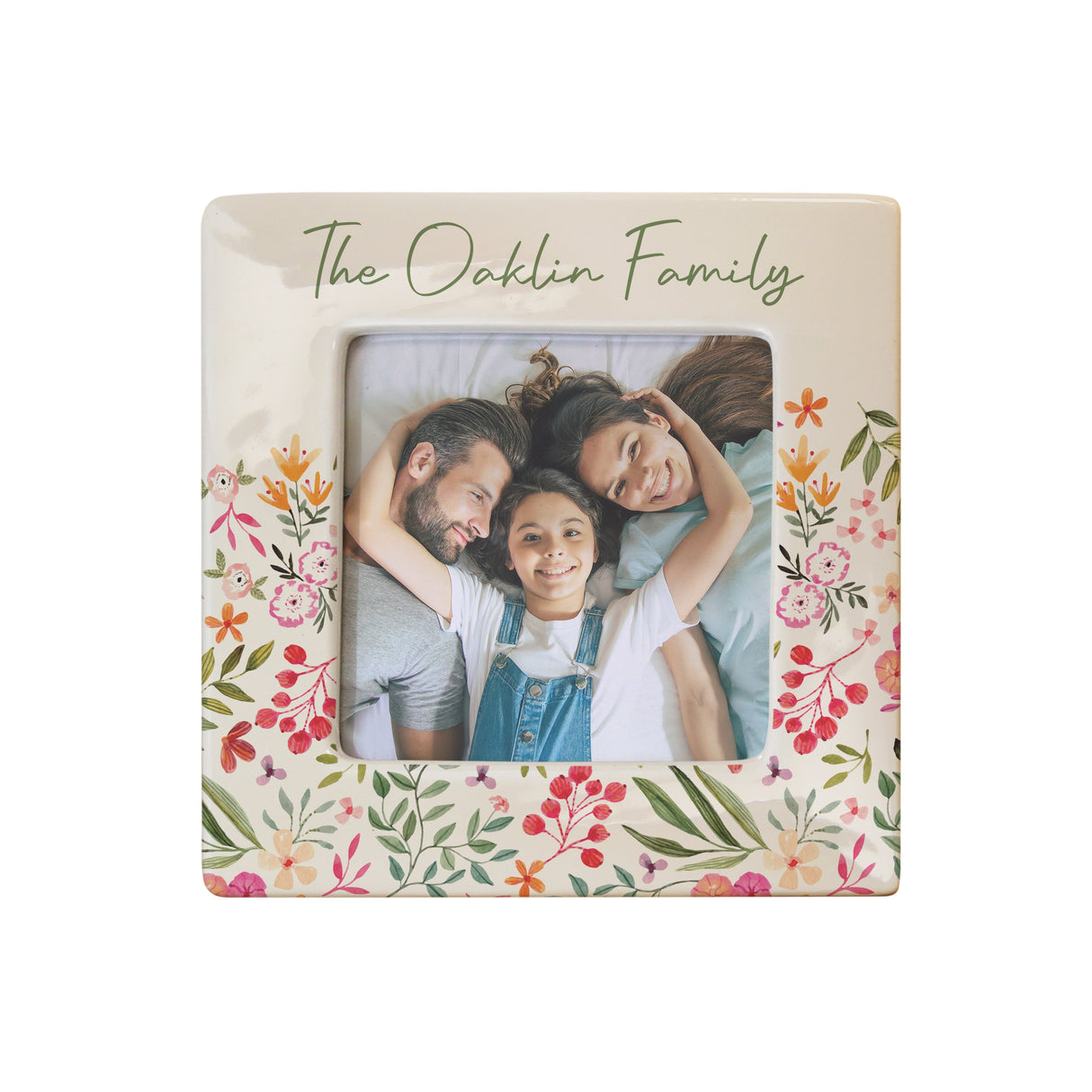 Personalised Floral Ceramic 4x4 Frame: 4 - Photo Frames By Gift Moments