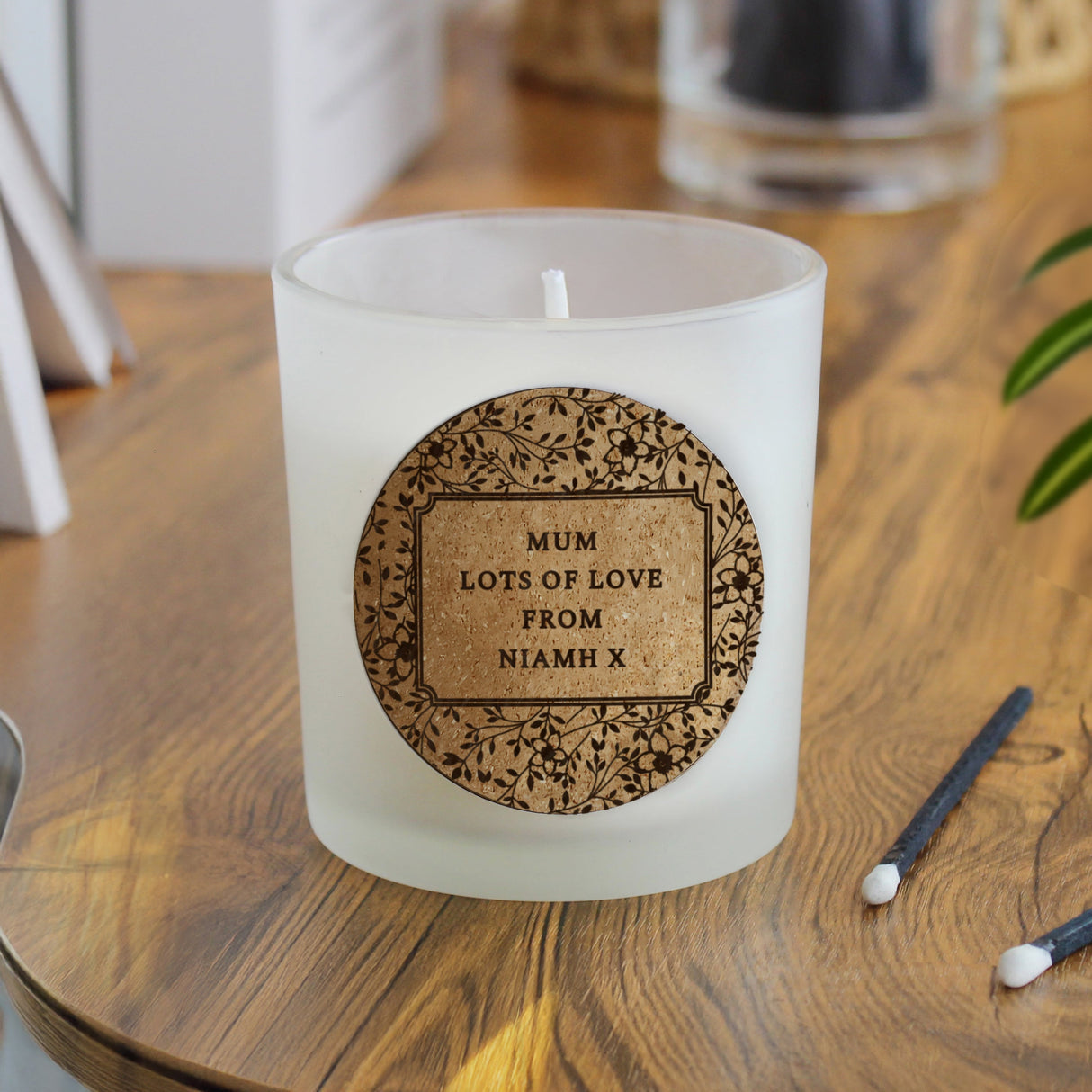 Personalised Floral Cork Label Candle Jar: 3 - Candles By Gift Moments