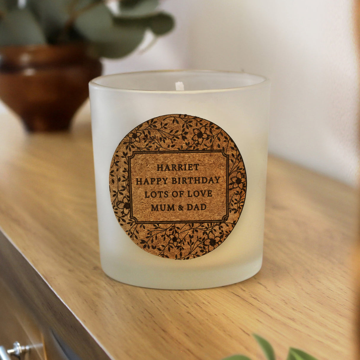 Personalised Floral Cork Label Candle Jar: 2 - Candles By Gift Moments