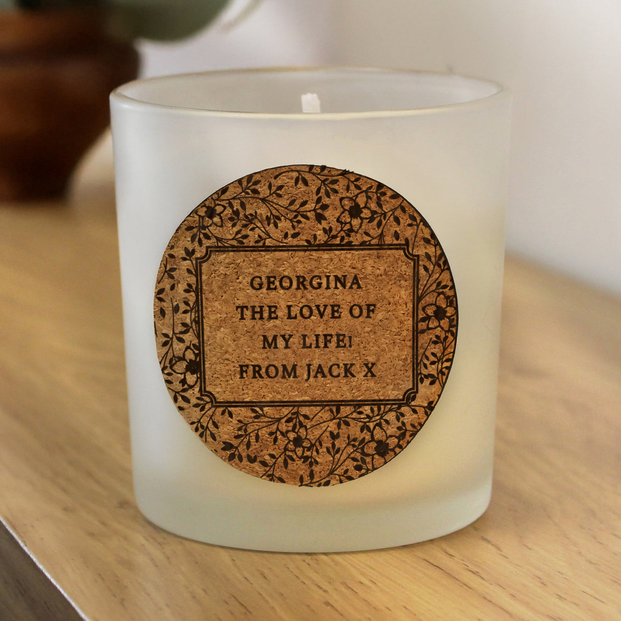 Personalised Floral Cork Label Candle Jar: 4 - Candles By Gift Moments