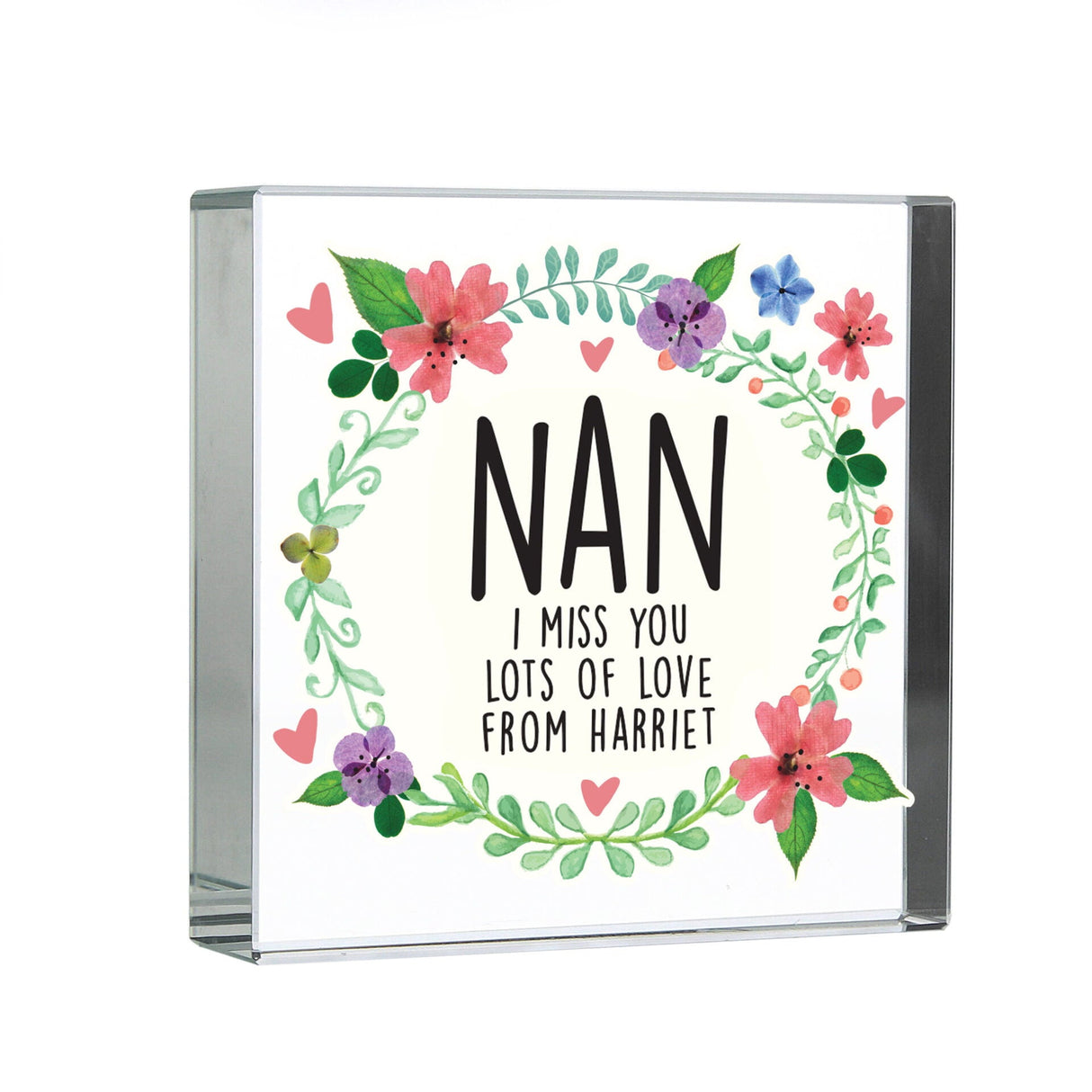 Personalised Floral Crystal Token: 5 - Crystal Tokens By Gift Moments