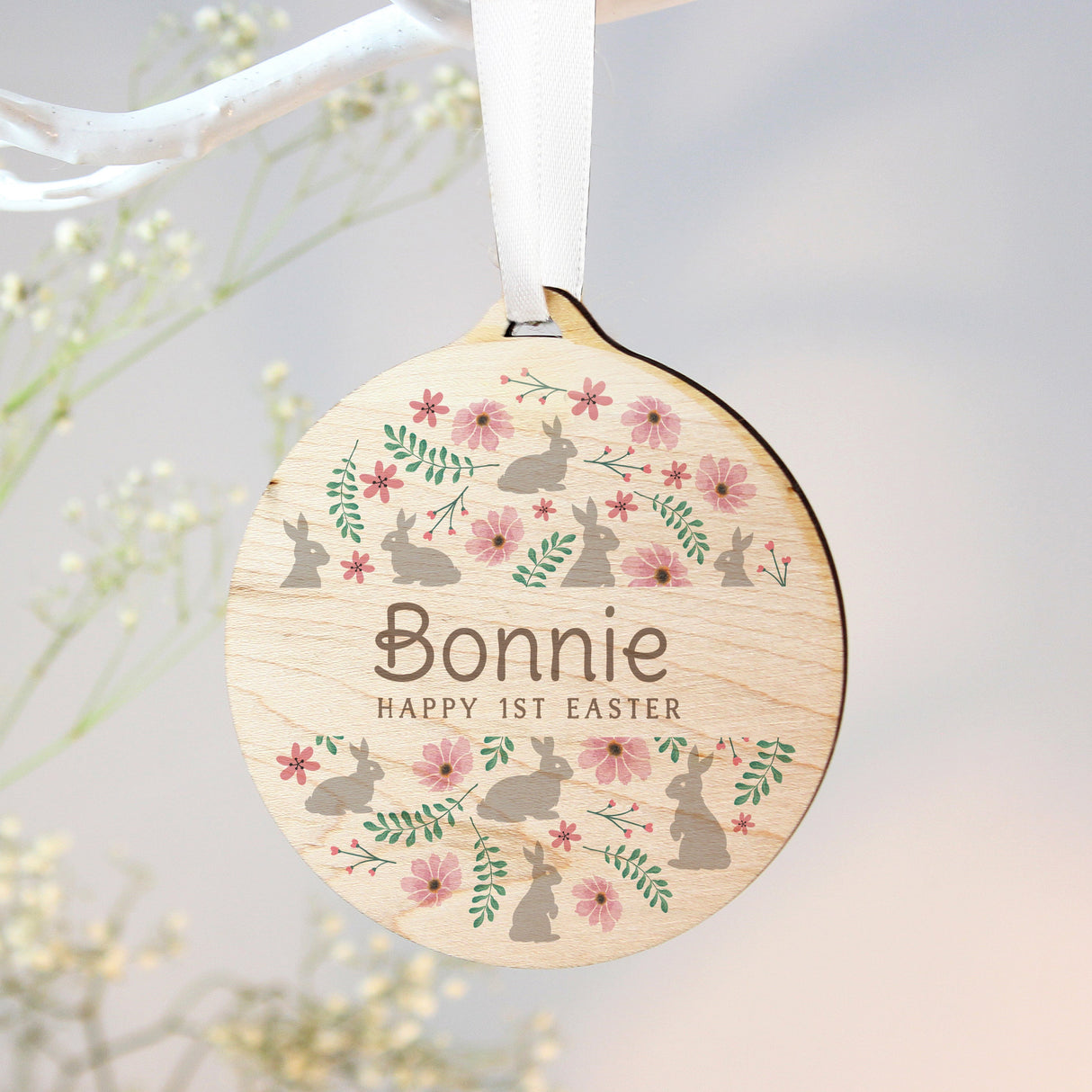 Personalised Floral Easter Tree Wooden Decoration - Shop Decorations At Gift Moments - 2