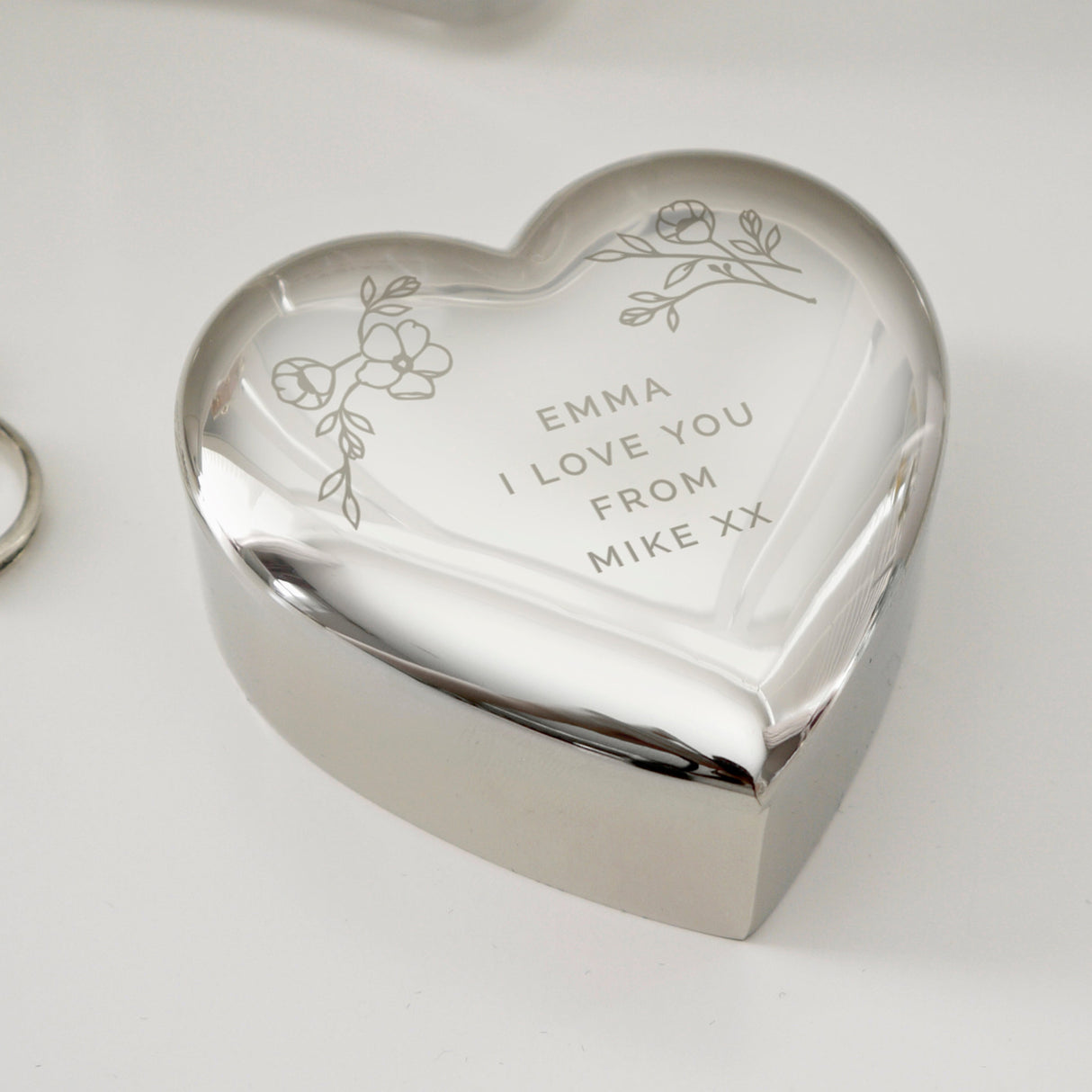 Personalised Floral Free Text Heart Trinket Box - Shop Trinket Boxes At Gift Moments - 9