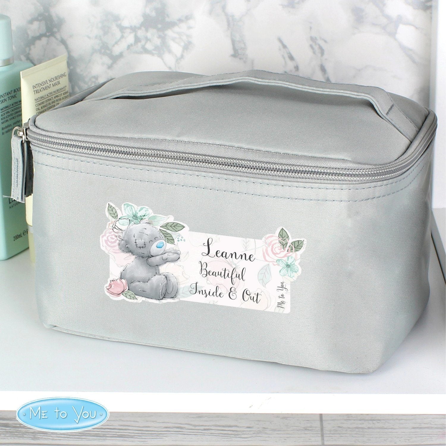 Personalised Me to You Floral Grey Toiletry Bag: 3 - Bags