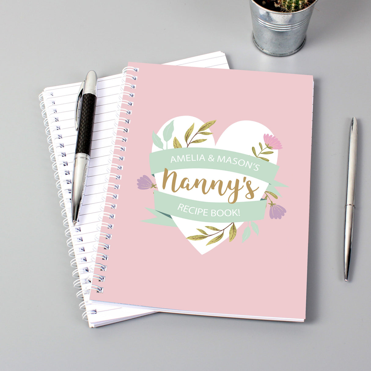 Personalised Floral Heart A5 Notebook: 4 - Notebooks By Gift Moments