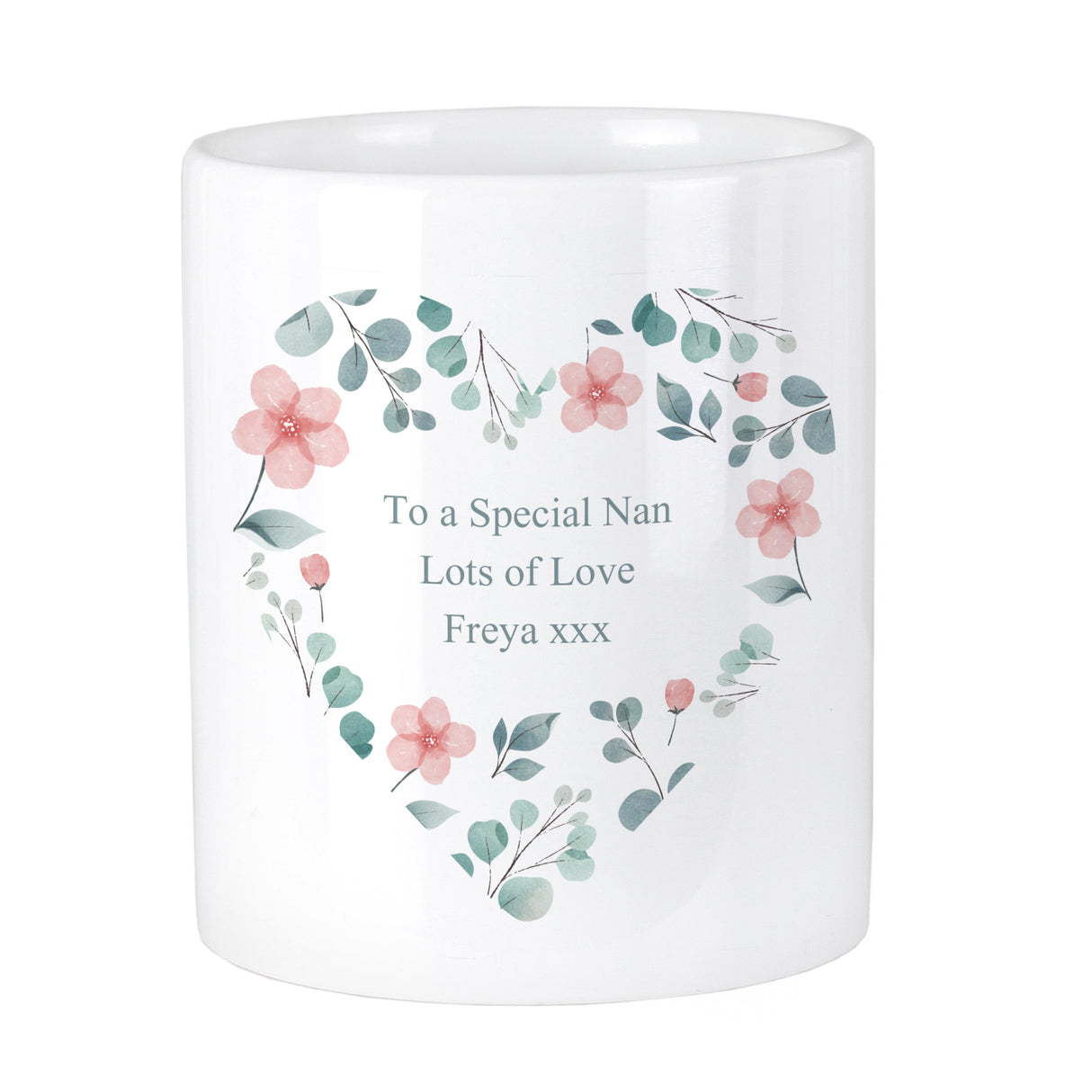 Personalised Floral Heart Ceramic Storage Pot: 6 - Storage By Gift Moments