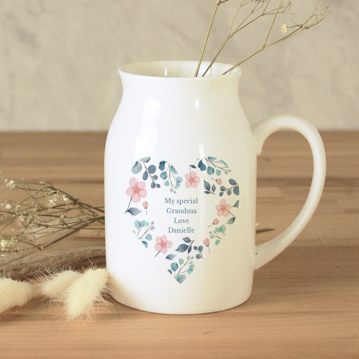 Personalised Floral Heart Flower Jug - Shop Vases At Gift Moments - 7