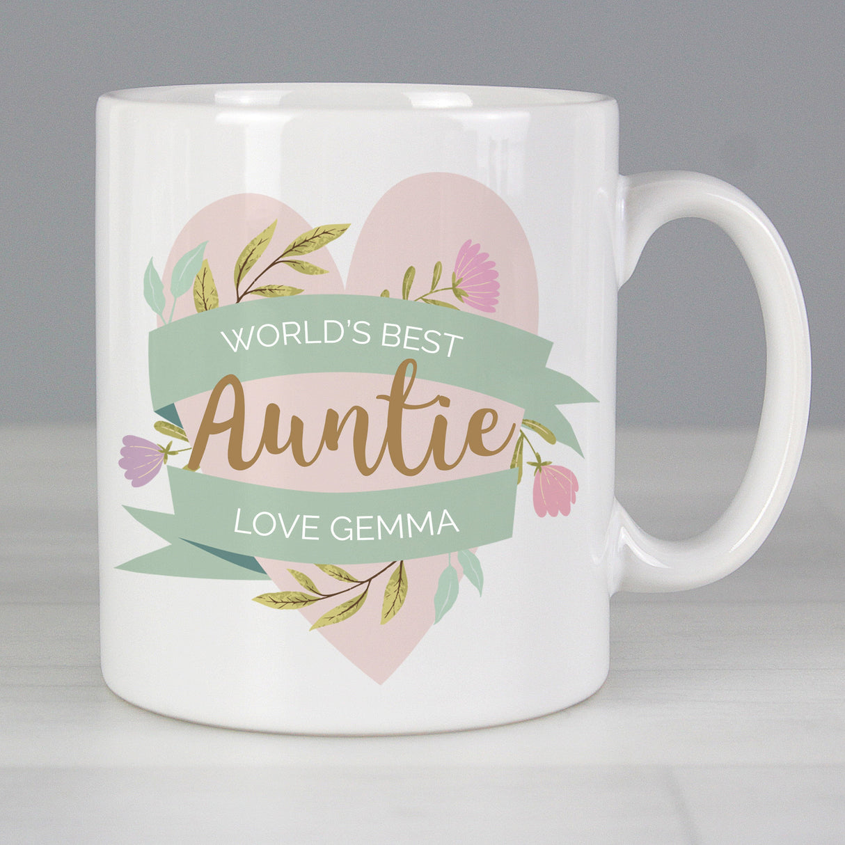 Personalised Floral Heart Mug: 1 - Mugs By Gift Moments