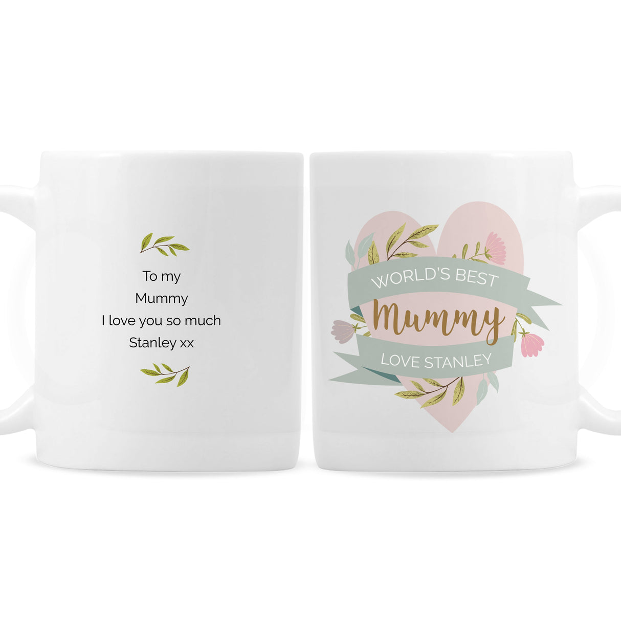 Personalised Floral Heart Mug: 4 - Mugs By Gift Moments