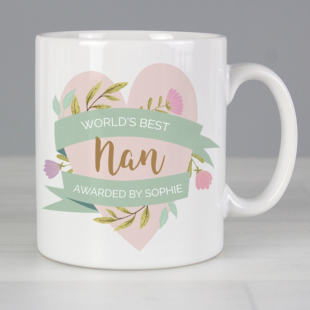 Personalised Floral Heart Mug: 3 - Mugs By Gift Moments