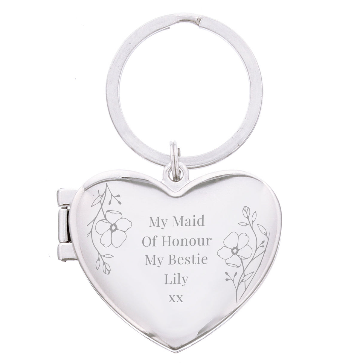 Personalised Floral Heart Photo Frame Keyring: 5 - Keyrings By Gift Moments