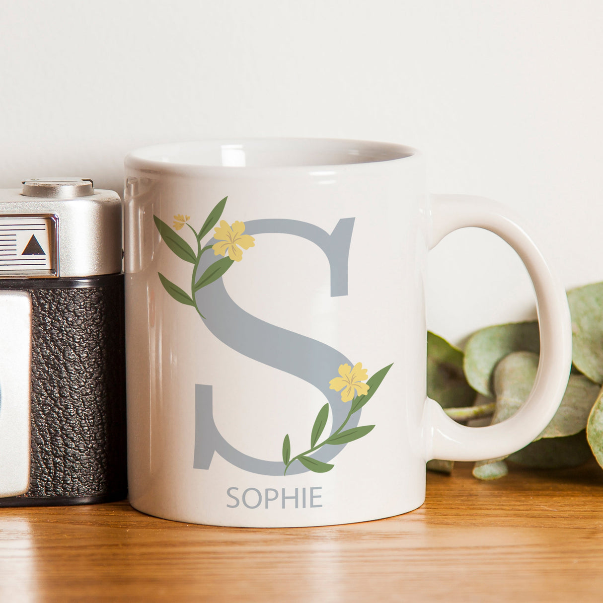 Personalised Floral Initial Mug: 3 - Mugs By Gift Moments