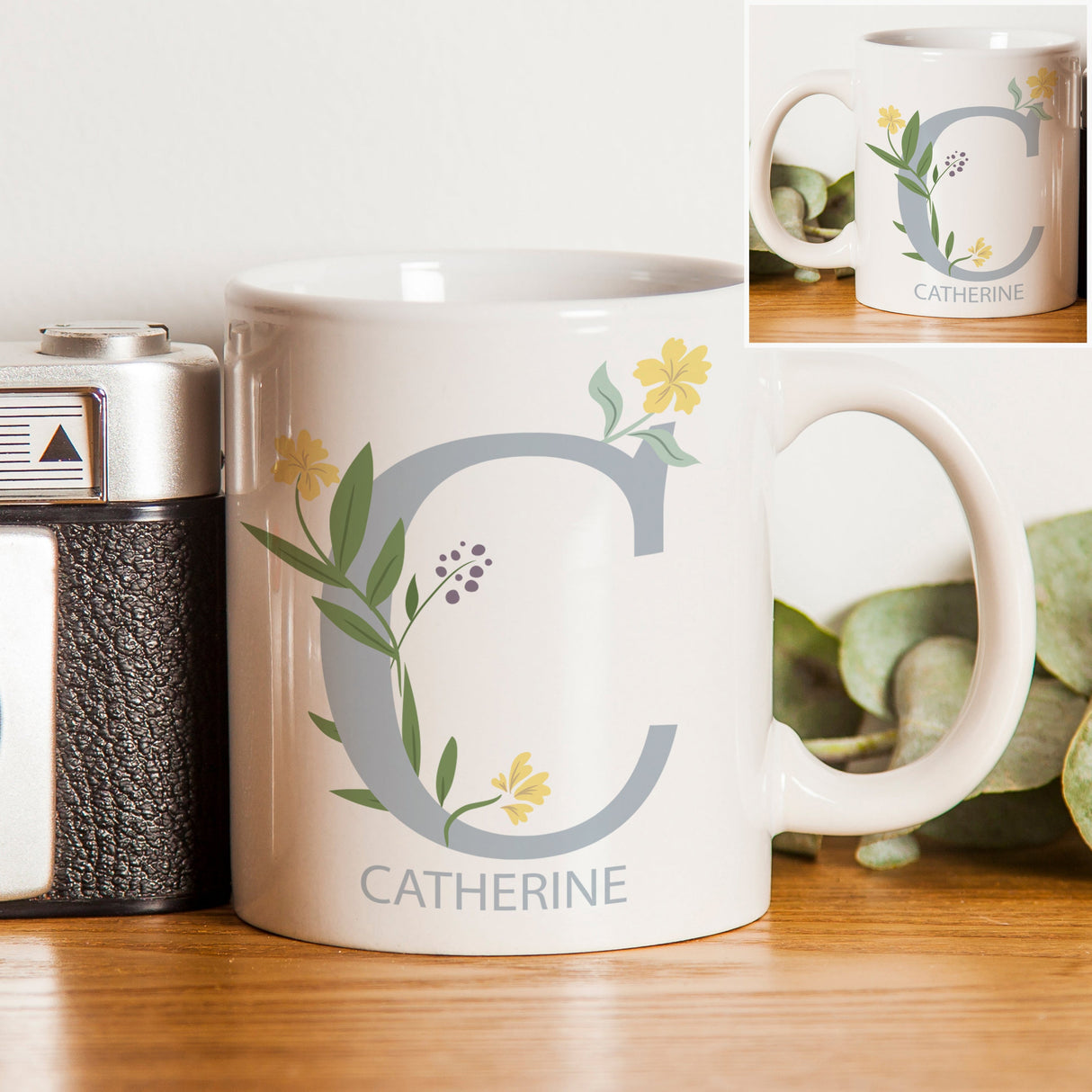 Personalised Floral Initial Mug: 6 - Mugs By Gift Moments