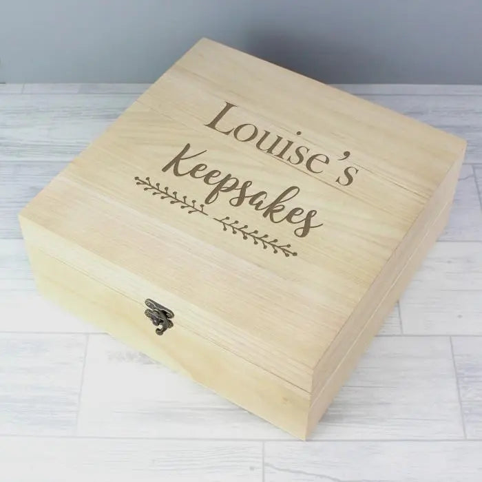 Personalised Floral Large Wooden Keepsake Box - Shop Keepsake Boxes At Gift Moments - 2