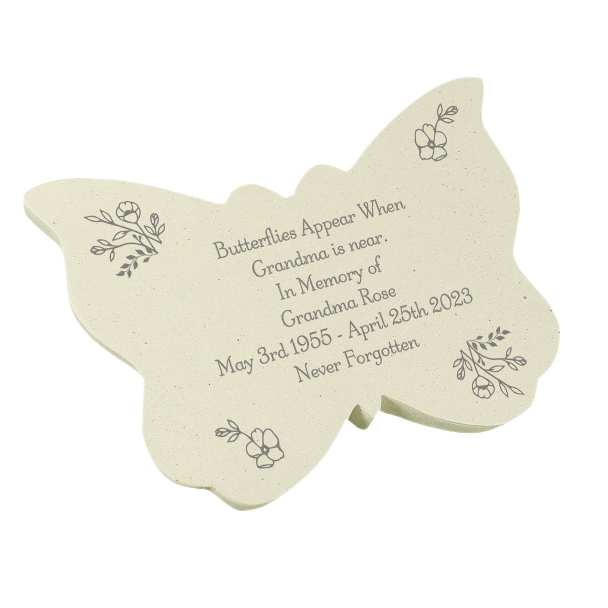 Personalised Floral Memorial Resin Butterfly: 5 - Memorials By Gift Moments