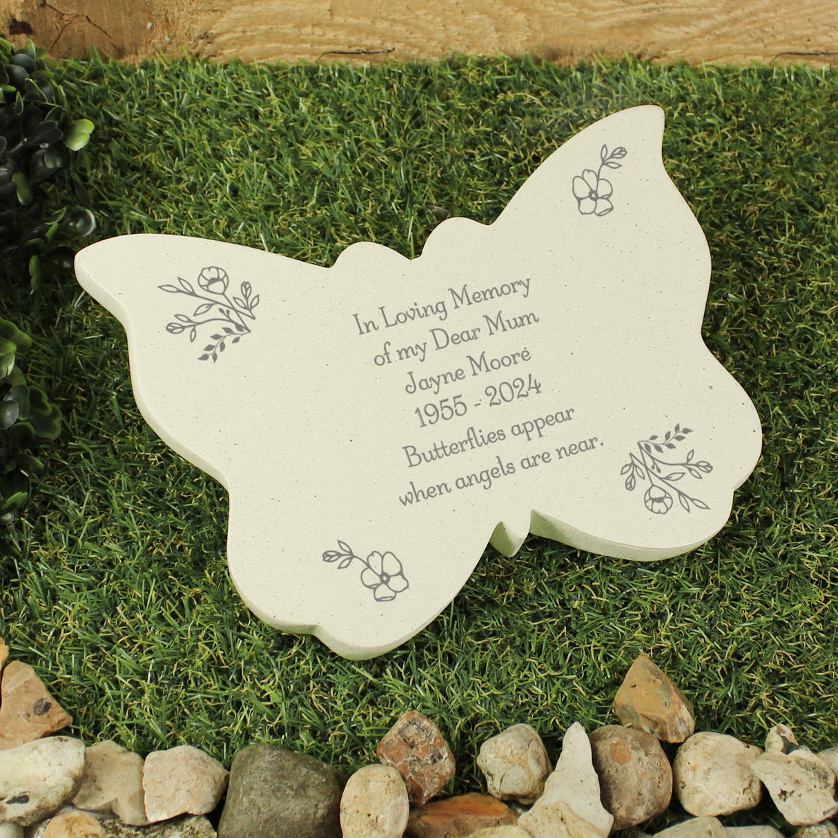 Personalised Floral Memorial Resin Butterfly: 1 - Memorials By Gift Moments
