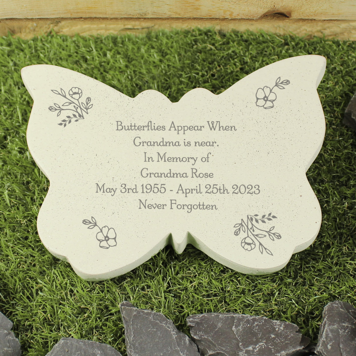 Personalised Floral Memorial Resin Butterfly: 6 - Memorials By Gift Moments
