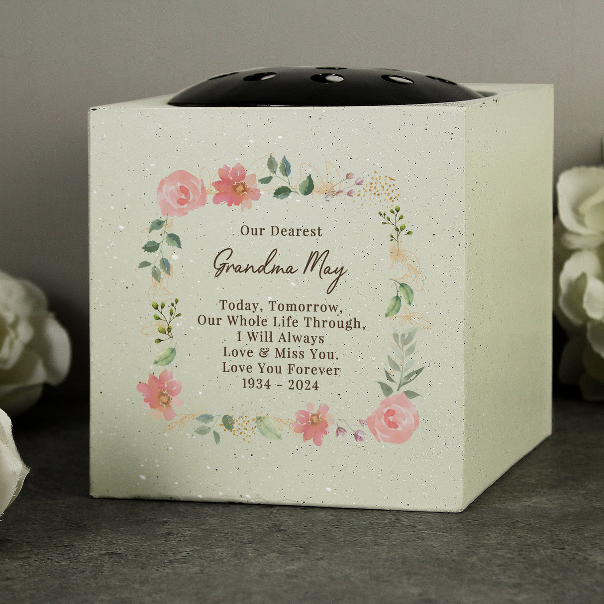 Personalised Floral Memorial Vase: 3 - Memorials By Gift Moments