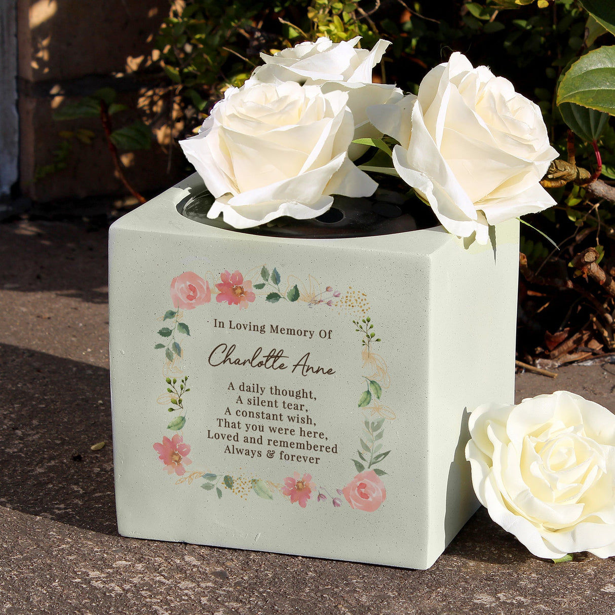 Personalised Floral Memorial Vase: 1 - Memorials By Gift Moments