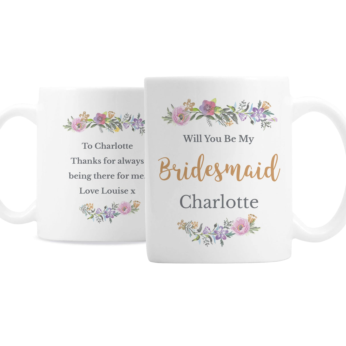 Personalised Floral Message Mug: 3 - Mugs By Gift Moments
