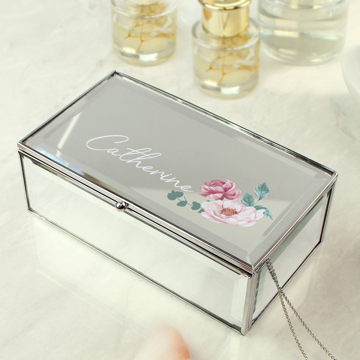 Personalised Floral Mirrored Jewellery Box - Shop Jewellery Boxes At Gift Moments - 3