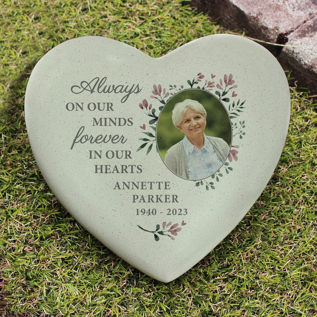 Personalised Floral Photo Upload Memorial Resin Heart - Shop Memorials At Gift Moments - 1